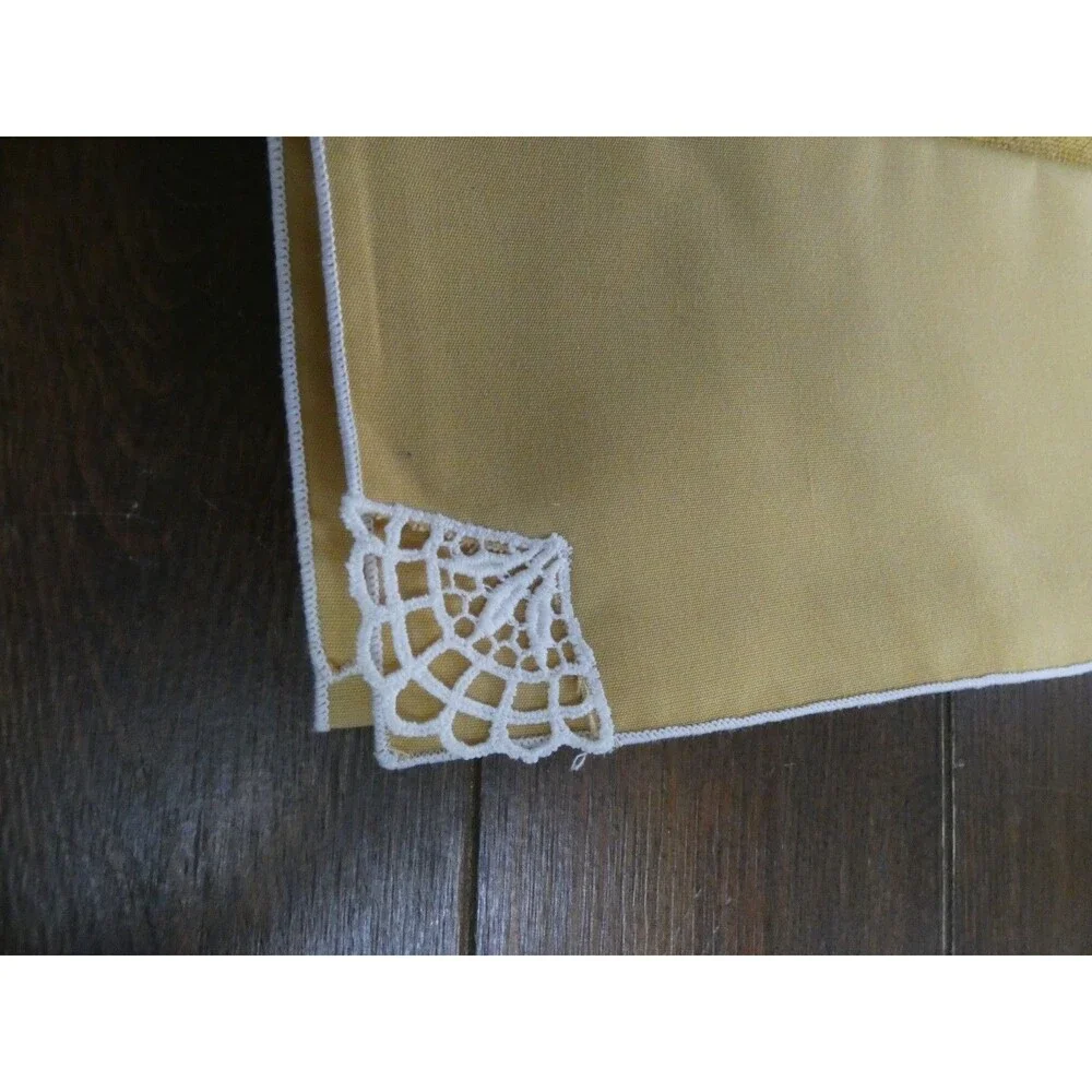 VTG Mixed Lot of 4 Mustard Yellow Cloth Napkins Gimbals Cotton Gauzy Rectangle